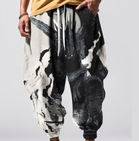 Pantalons de jogging pour hommes, design personnalisé OEM, travail en extérieur, poches, pantalon large, entrejambe tombant, uni