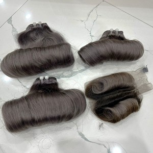 Tonos grises Funmi Egg Curls Super Double CuticleAligned Raw Single Donor Extensiones de cabello Remy vietnamita Tejido de cabello hinchable - Product Image 3