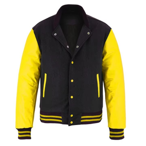 La mejor venta de High Street Plain Dyed Men's College Custom Baseball Letterman Varsity Jacket Canvas Sleeves Stand Collar - Product Image 5