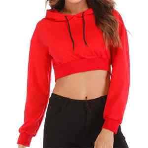 Sweat à capuche court surdimensionné en molleton pour femme, style streetwear d'hiver, pull tendance - Product Image 1