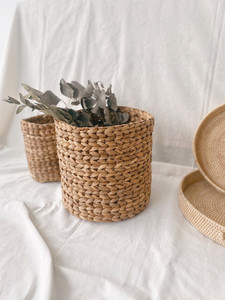 Panier rond en jacinthe d'eau naturelle le moins cher pour la maison et le stockage fait à la main du Vietnam - Product Image 5