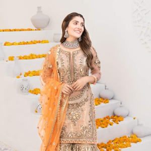 Attrayant mariée brodé fête femmes Gadara robe indien et pakistanais brodé attrayant fête porter des robes pour les femmes - Product Image 3