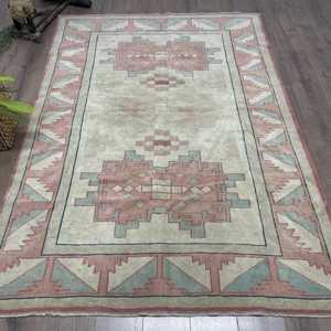 พรมวินเทจขนาด 5.4x7.8 ฟุต, พรมตุรกี, พรมขนสัตว์เปอร์เซียสีแดง - Product Image 1