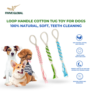 Jouet de traction en coton avec poignée en boucle pour chiens, favorise l'entraînement à l'obéissance et le jeu actif, fabricant OEM Vietnam - Product Image 5