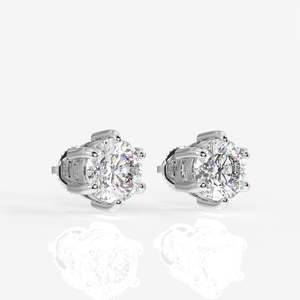 ต่างหูเพชรโมอิสซาไนต์ทรงกลมทอง 14K ดีไซน์หกขา - Product Image 4