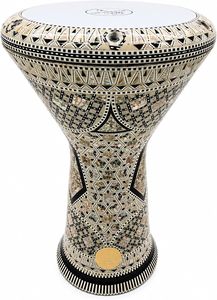 Gawharet El Fan, Tambor Darbuka Doumbek Geométrico de 17.5 Pulgadas con Incrustaciones de Madreperla, Dumbek Tabla, Percusión Egipcia - Product Image 6
