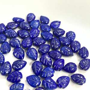 Cuentas de Piedras Preciosas Talladas a Mano en Forma de Hoja de Lapislázuli Natural - Product Image 2