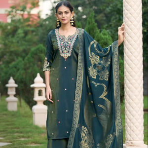 Dhwaja Export Premium Viscose Lourde simmar Salwar Kameez Top Full Inner Dupatta Jacquard Banarasi - Product Image 1