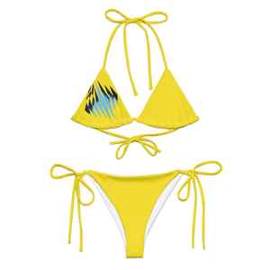 Vente en gros usine – Nouveauté : Maillot de bain bikini sexy 2 pièces à motif uni avec logo frontal pour femme – String bikini - Product Image 4