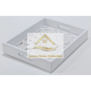 Wooden Enameled and Powder Coated Tray White Color for Food Snack and <b>Sweets</b> Serving and Display in Wedding and <b>Birthday</b> Parties - Product Image 1