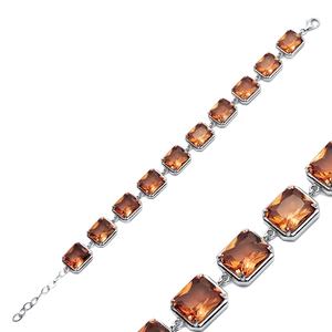 สร้อยข้อมือเทนนิสหินซัลทาไนต์สี่เหลี่ยม12มม. ทำด้วยมือเครื่องประดับเงินสเตอริง925ตุรกี - Product Image 1