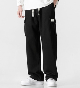 Pantalon de survêtement pour homme 100% coton, pantalon cargo ample, pantalon de survêtement large à jambes droites, grande poche, style décontracté, pantalon cargo léger - Product Image 1