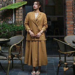 <b>Women's</b> Elegant Casual XS Size Linen Rayon <b>Skirt</b> Natural Wide Woven Fabric Wide Waistband Side Pockets Plaid Breathable A-Line - Product Image 4