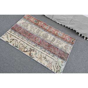 Tapis en Laine Turque Vintage Rouge Beige Patchwork Design 220X330 ft Technique de Tissage Plat pour Décorations de Salon Latex PP - Product Image 4