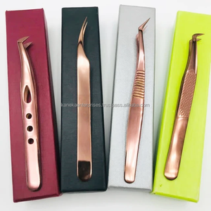 Pince à épiler professionnelle antistatique de haute qualité, personnalisable avec logo, rose doré, pour extensions de cils, en acier inoxydable - Product Image 1