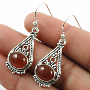 925สเตอร์ลิงเงินธรรมชาติคาร์เนเลียนอัญมณีช่างฝีมือดูห้อยต่างหูผู้หญิงเครื่องประดับทำด้วยมือขายส่ง - Product Image 2