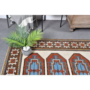 พรมปูพื้นขนแกะสไตล์วินเทจขนาด4.7x7.8ฟุตสีน้ำตาลน้ำเงินสไตล์โบฮีเมียนผ้าทอเย็บปะติดปะต่อกันเรียบสำหรับตกแต่งห้องนั่งเล่น - Product Image 2