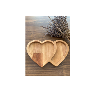 Bandeja moderna de madera de acacia en forma de corazón, plato de cocina de Metal para fruta, postre, gran oferta, bandeja para servir bodas - Product Image 1