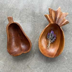 Cuencos de madera con forma de fruta vintage, cuenco de piña y pera - Product Image 6