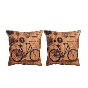 Vintage Bicycle Digital Printed Square Cushion Covers 16x16 Multicolor Decorative Throw Pillow Covers Handmade <b>Sofa</b> <b>Bed</b> Accent - Product Image 2