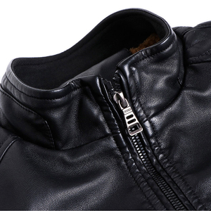 Veste en cuir pour homme de haute qualité, sur mesure, meilleur prix 2025, col montant tendance, logo sur le devant, respirante, fabriquée au Pakistan - Product Image 3