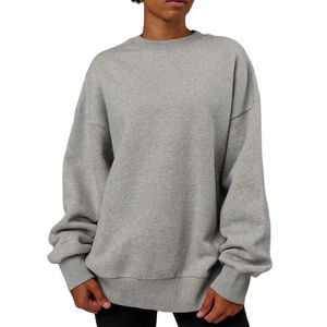 Sudadera de Cuello Redondo de Felpa 100% Algodón con Logotipo Personalizado, Sudadera de Invierno para Mujer, Estilo Holgado, Informal, de Punto, Manga Larga, Transpirable - Product Image 1