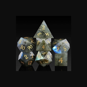 Dés en pierre de haute qualité, labradorite, cristal naturel, pierres précieuses de guérison reiki, pierres gravées, dés personnalisés, cristal viking - Product Image 6