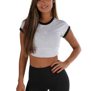 Nouvelle mode féminine Crop Top T-Shirt Fabrication en gros pas cher prix personnalisable OEM col rond tricoté Collection d'été - Product Image 1