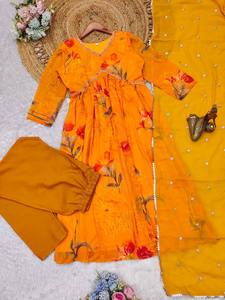 Latest Designer Faux Georgette Embroidery Sequence Work Anarkali <b>Kurti</b> Set by FabZone - Product Image 2