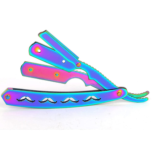 Venta al por mayor Barber Straight Edge Maquinilla de afeitar con reposapiés para los dedos Ceja Barba Plegable Barber Shaver Multicolor - Product Image 1