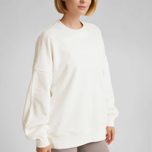 Nuevo Diseño Otoño Invierno Sudaderas Lisas para Mujer Corte Holgado Cuello Redondo Logotipo Frontal Color Personalizado Servicio OEM 100% - Product Image 1