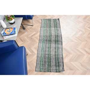 2x5.8 ft Vintage <b>Rug</b>, <b>Runner</b> Turkish <b>Rug</b>, Gray Solid <b>Rug</b> - Product Image 5