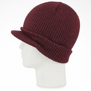 Bonnet tricoté unisexe couleur unie bordeaux, chaud et décontracté pour l'hiver, fait main en acrylique, taille ajustable 58-60CM pour adultes - Product Image 2
