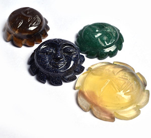 Joyería tallada a mano con forma de sol, piedra solar azul, Ojo de Tigre, Aventurina verde, fluorita, piedra múltiple, cristal Natural curativo, piedras sueltas - Product Image 3