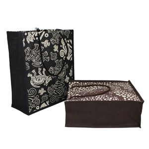 Sac fourre-tout en toile de coton naturel de 10 oz imperméable PP laminé imprimés d'animaux poignée de corde sac à provisions élégant unicolore recto verso - Product Image 5