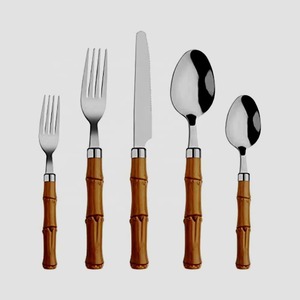 Juego de 5 cubiertos de acero inoxidable con mango de diseñador, cuchara, tenedor utilizado en la cocina, mesa, hogar, boda, cubiertos chapados en Color plateado - Product Image 3