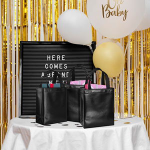 ถุงผ้าสปันบอนด์สีดำกันน้ำแบบใช้ซ้ำได้ - ถุงช้อปปิ้ง/ใส่ของชำพิมพ์โลโก้ตามสั่ง ทนทาน สำหรับงานขายปลีก/งานส่งเสริมการขาย - Product Image 5