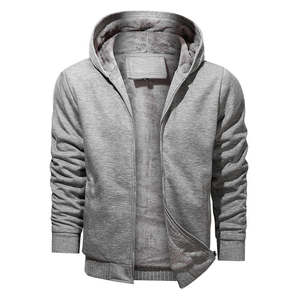 Autumn Zipper Men's Hoodies Casual Fleece Solid Color Warm Hooded <b>Sweatshirt</b> Daily <b>Cardigan</b> Winter Hoodies for Men - Product Image 6