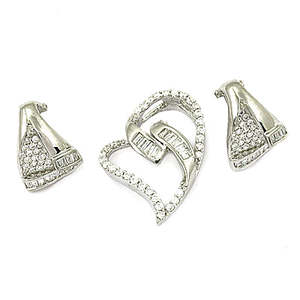 Ensemble de boucles d'oreilles et bague en argent 925 avec zircon en forme de cœur pour femme, bijoux de luxe pour mariage, tendance, micro-sertissage taille baguette - Product Image 3