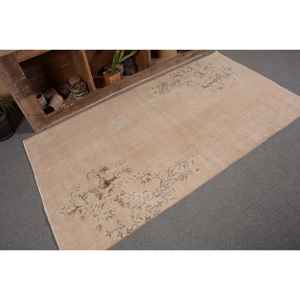 Tapis turc Vintage Beige 3.6 X 6.6ft fait à la main en laine grande surface Rectangle Patchwork Design pour couloir Latex Backing Room Rug - Product Image 5