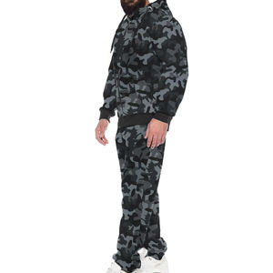 Fabricante personalizado zip up Full Face Hoodie Patch Pantalones de chándal y cremallera Sudadera con capucha Conjuntos para hombres - Product Image 2