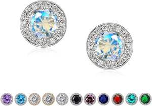 Pendientes de Plata de Ley con Ópalo Tallado de 8mm para Mujer, con Moissanita Brillante y Baño de Oro, Regalo Perfecto para Aniversario de Bodas o Fiestas - Product Image 4