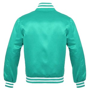 Chaqueta universitaria de satén personalizada al por mayor para hombre estilo béisbol Letterman Bomber - Product Image 4