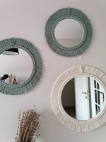 Prix le moins cher décoration murale naturelle miroirs en rotin produits en bambou miroir mural décoratif en gros pour le salon