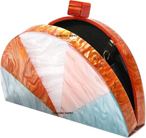 Bolso de mano de resina semicírculo colorido, bolso de noche acrílico hecho a mano para fiestas, bodas y salidas informales - Product Image 3