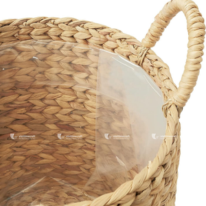 Water Hyacinth Basket, Sustainable Natural Fiber Planter <b>Cover</b>, Artisan Storage <b>Bin</b> for Toys, Blankets & Laundry - Product Image 3