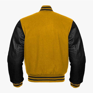 Varsity Base Letterman Melton Veste en laine avec manches en cuir de vachette véritable Doublure en toile matelassée Col montant-Vêtements d'hiver - Product Image 6