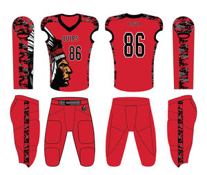 Uniformes de football américain à sublimation personnalisée Nouveau design Vêtements de sport pour les jeunes Ensembles d'uniformes d'équipe Matériel imprimé Sergé brodé - Product Image 4