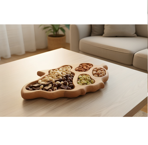Plateau de service à collation en bois divisé sur mesure en gros pour les noix et les aliments secs - Product Image 1