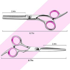 Sharp 440C Stainless Steel Salon Hair Scissors Barber <b>Thinning</b> Shears with Pink Grip for Hairdressers and Stylists - Product Image 4